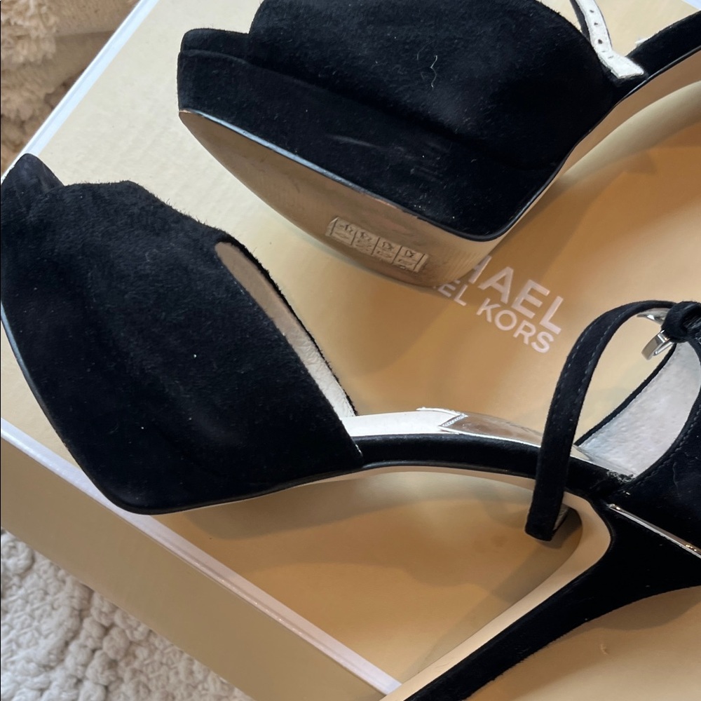 Michael Kors Black Peep-Toe Heels - Picture 6 of 7